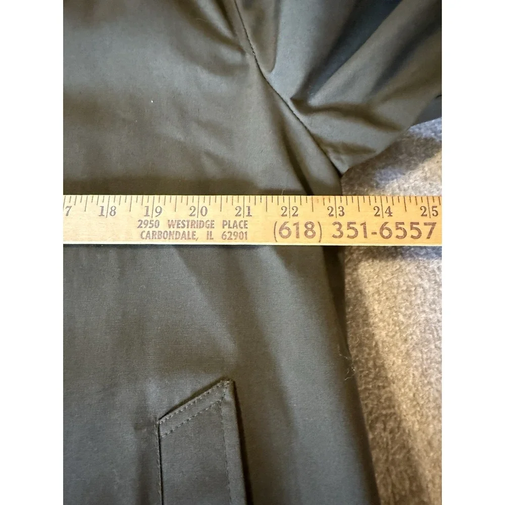 Vintage SEARS Perma Prest Trench Coat Hunter Green Button Liner Men's 40 USA 70s
